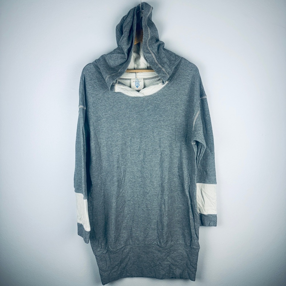 FP Movement Free People Gray Herringbone Tunic Hoodie Sweatshirt Large